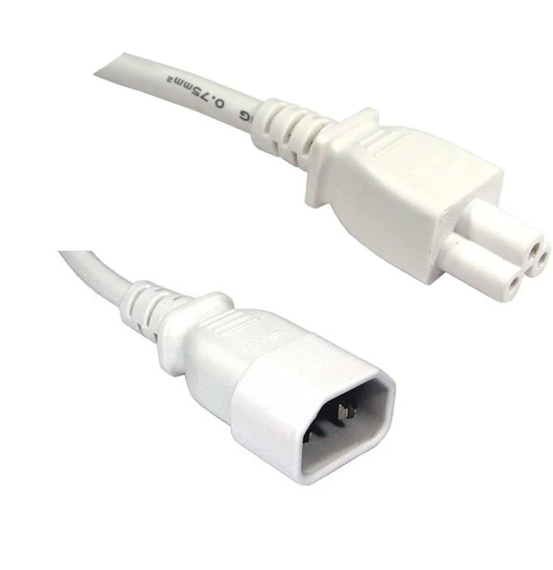 Image of FDL 2M IEC C14 PLUG TO C5 (CLOVER LEAF) SOCKET CABLE - WHITE