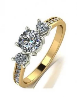 Image of Moissanite 9Ct Yellow Gold 1Ct Equivalent Trilogy Ring