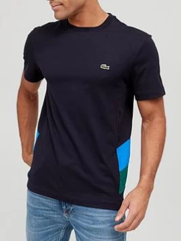 Image of Lacoste Colour Block Short Sleeve T-Shirt - Blue Size M, Men