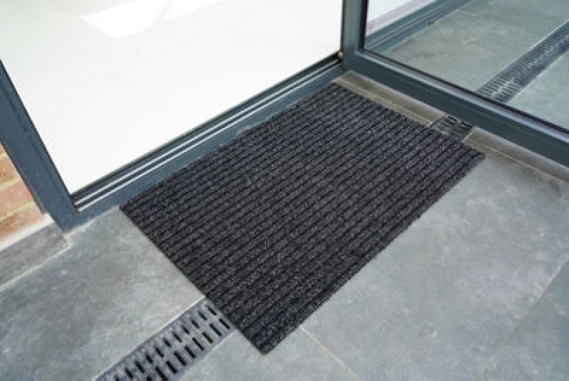Image of Non Slip Coir Style Heavy Duty Rubber Back Door Mats Anthracite 50X80 Cm