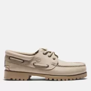 Image of Timberland Mens Authentics 3-Eye Classic Nubuck 'Monochrome' Boat Shoes - Light Brown - UK 9