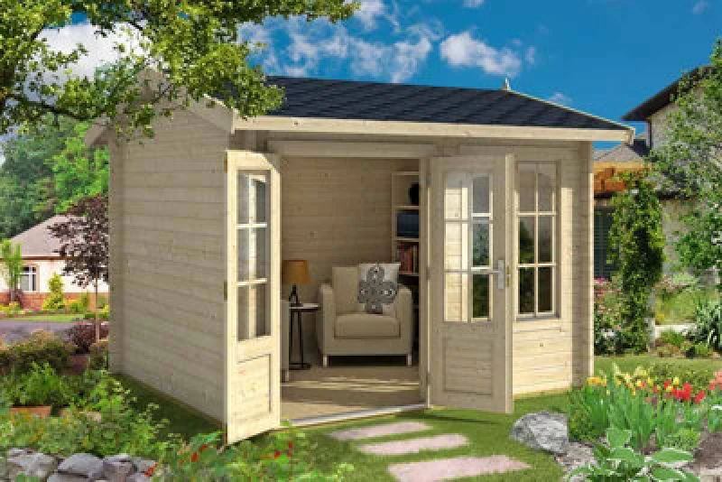 Image of Lasita Maja Alex-Log Cabin, Wooden Garden Room, Timber Summerhouse, Home Office - L340 X W308.3 X H245.1 Cm