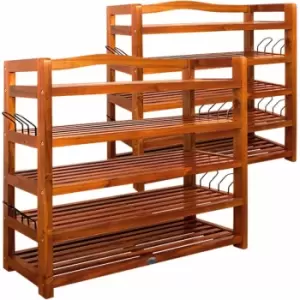 Image of Shoe Rack 2pc Set Solid Acacia Wood 82x95x26cm