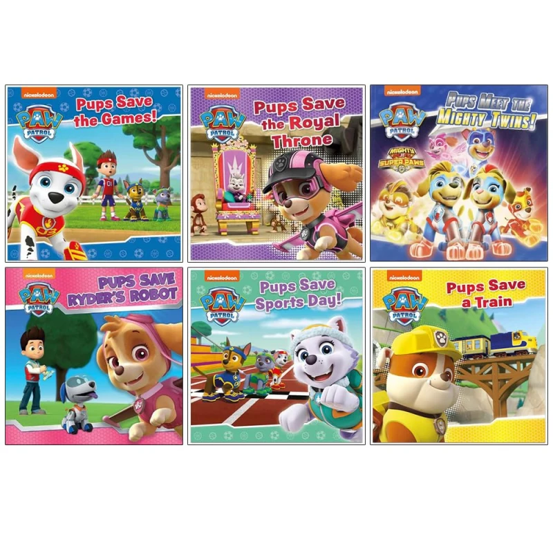 Image of Nickelodeon Paw Patrol 6 Books Collection Set Pups Meet Mighty Twins!, Pups Save a Train Nickelodeon & PAW Patrol Books