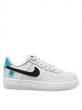 Image of Nike Air Force 1 Low Childrens Trainer, White/Black/Blue, Size 11