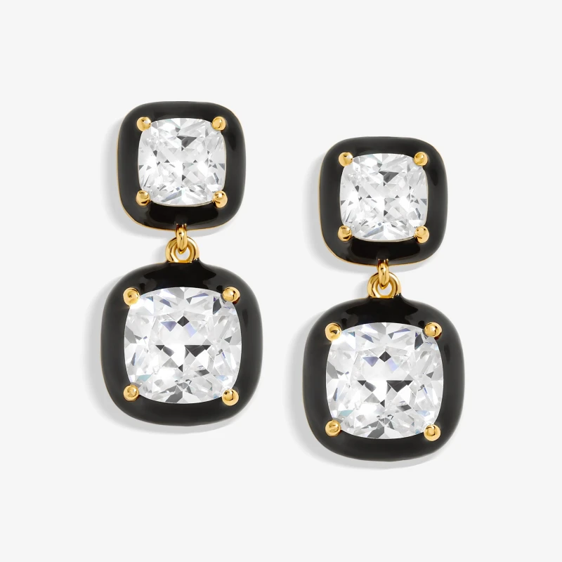 Image of Jon Richard Crystal And Enamel Double Drop Earrings Jewellery Sets One Size Gold 72258510000