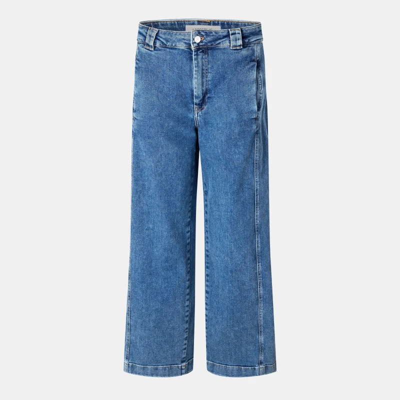 Image of Lacoste Womens High-Rise Wide Leg Jeans Medium Blue female 12 (40)