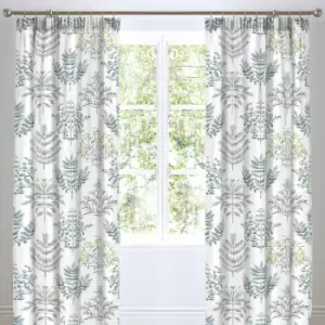 Image of Emily Botanical Pencil Pleat Lined Curtains, Duck Egg, 66 x 72" - Dreams&drapes