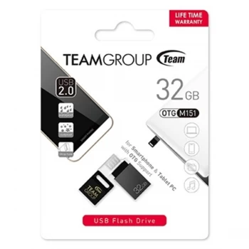 Image of Team M151 32GB Dual OTG USB 2.0 and Micro USB Blk / Silver Flash drive