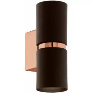 Image of Loops - Wall Light Colour Copper Coloured Steel Brown Round Shade Bulb GU10 2x3.3W