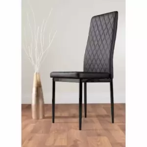 Image of Furniture Box 4 x Black Faux Leather Milan Modern Dining Chairs Black Leg