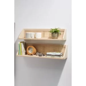 Image of Set of 2 Rattan Wall Shelves
