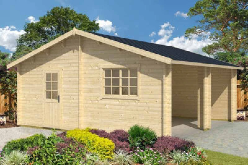 Image of Lasita Maja Falkland-Log Cabin, Wooden Garden Room, Timber Summerhouse, Home Office - L635 X W628.6 X H313.5 Cm