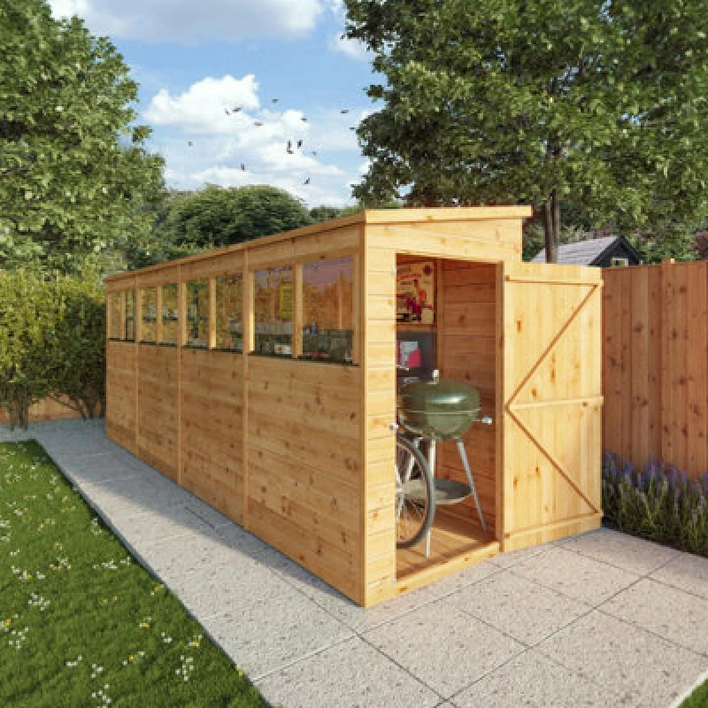 Image of Mercia 16 x 4 Modular Shiplap Pent Shed, Brown SI-001-003-0194