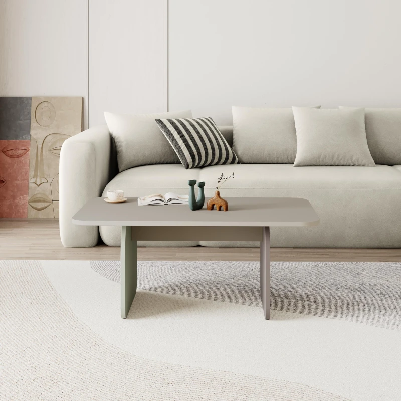 Image of Decortie 'Pietra' Japandi Style Modern Coffee Table 100cm Size: 1 Pack Multicolor Unisex 1 Pack