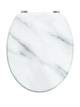 Image of Aqualona Marble Effect Hardwearing Wooden Toilet Seat