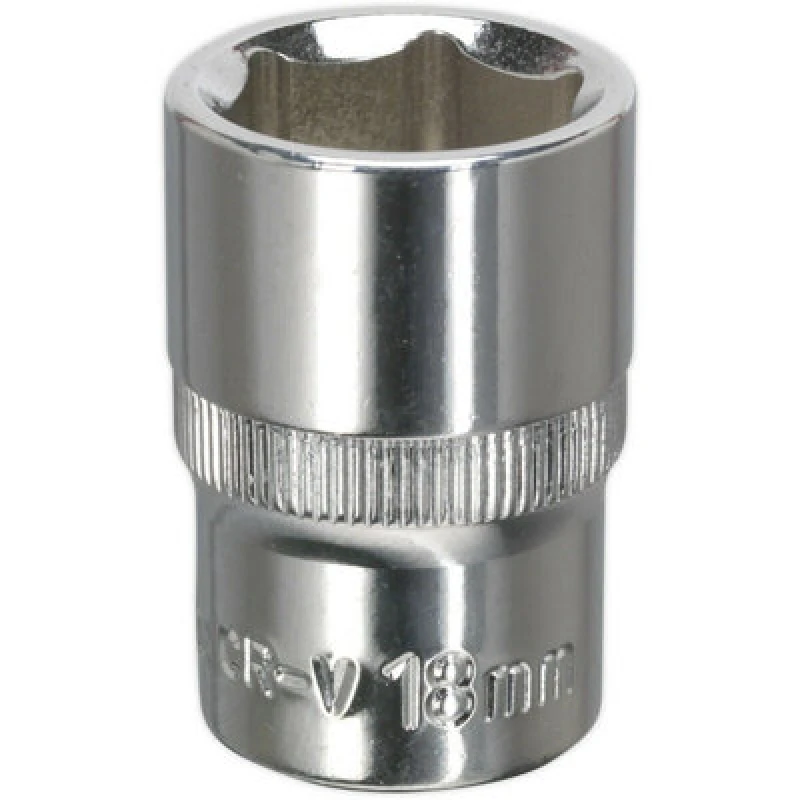 Image of Loops 18mm Forged Steel Drive Socket - 1/2" Square Drive - Polished Chrome Vanadium Metallics