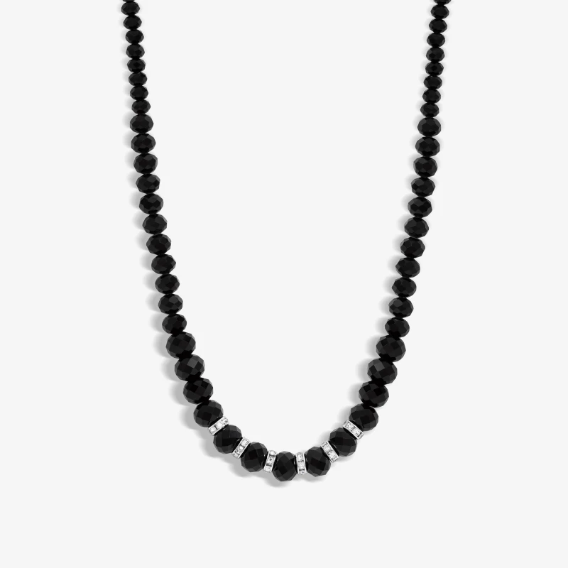 Image of Jon Richard Jet Faceted Bead And Silver Plated Crystal Necklace Silver