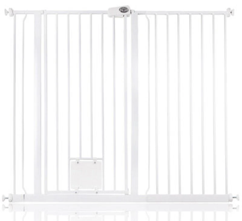 Image of Bettacare Pet Gate With Lockable Cat Flap, 126.7Cm - 134.3Cm, White, 104Cm In Height