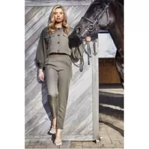 Image of I Saw It First Khaki Woven Cropped Utility Co-Ord Jacket - Green