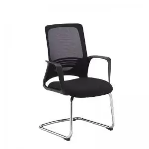 Image of Toto Black mesh back visitors chair with Black fabric seat and chrome