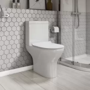 Image of Modern Close Coupled Short Projection Toilet with Slim Soft Close Seat - Portland