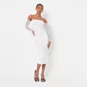 Image of Missguided Brdot Ruchd Midaxi Dress Mesh - White