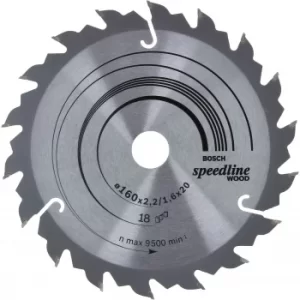Image of Bosch Speedline Wood Cutting Saw Blade 160mm 18T 20mm