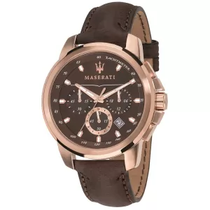Image of Maserati R8871639003 Mens Triconic Chronograph Brown Strap Wrist