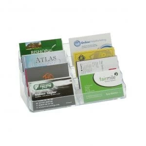 Image of Desktop Business Card Holder 4 Tiered with 8 Pockets Clear DE708YTCRY