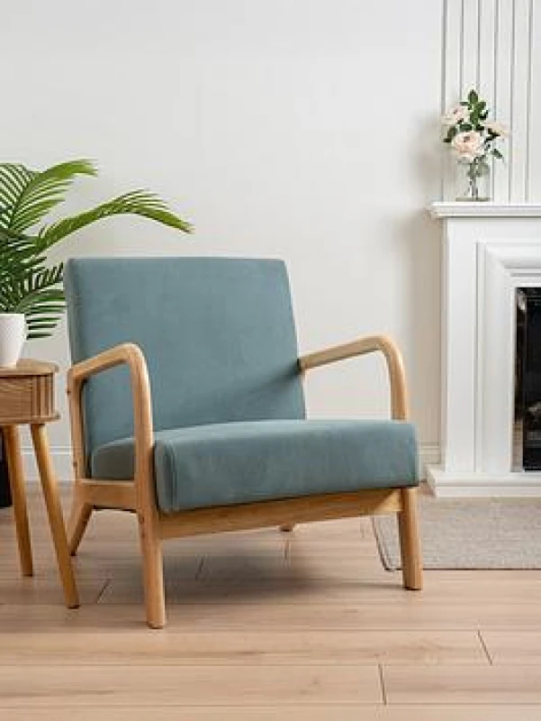 Image of SO'HOME Mid Century Curved Corduroy Chair Teal ONE SIZE