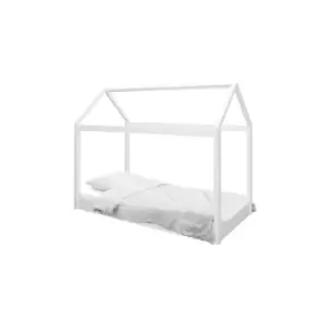 Image of House Single Bed Frame in White - Hickory - LPD