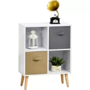 Image of HOCOM 70x56cm Freestanding 4 Cube Storage Cabinet Unit w/ 2 Drawers