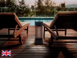 Image of Estufa Outdoor Electrical Portable Heater Cylindrical Lantern Style, Remote Control, IP55