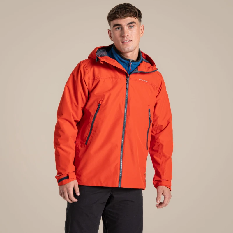 Image of Craghoppers Craghoppers Men Vanth Hooded Lightweight Waterproof Jacket in Red Size: X-Small Red XS Male 5063260102278