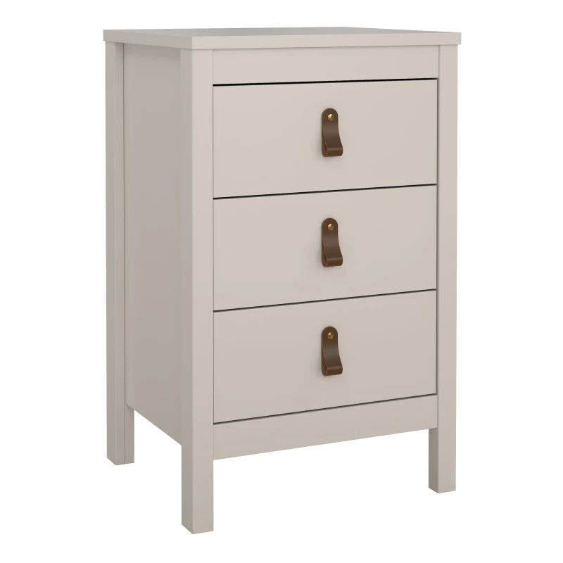 Image of Furniture To Go Barcelona Bedside Table 3 Drawers in Cashmere in Beige Beige Unisex