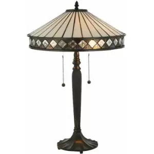 Image of Loops - Dark Bronze Table Lamp - Diamond Shaped Detailling - 2 x 60W E27 gls Required