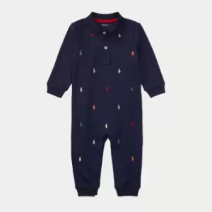 Image of Polo Ralph Lauren Babys' Horse Print Coverall - French Navy - 9-12 months