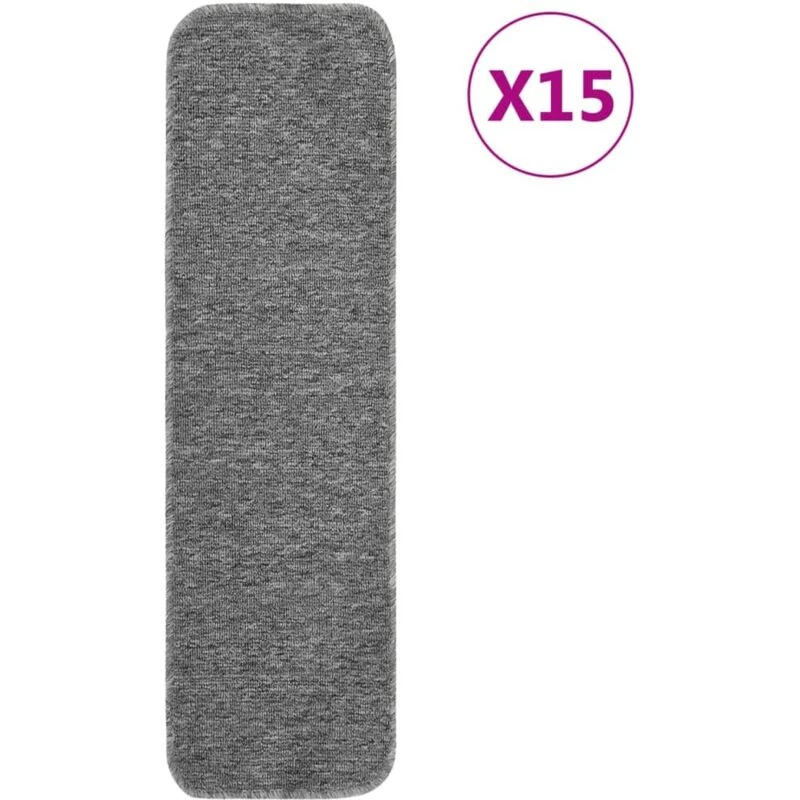 Image of VIDAXL Anti Slip Stair Mats 15 pcs 75x20cm Grey Rectangular Vidaxl 8720286849125