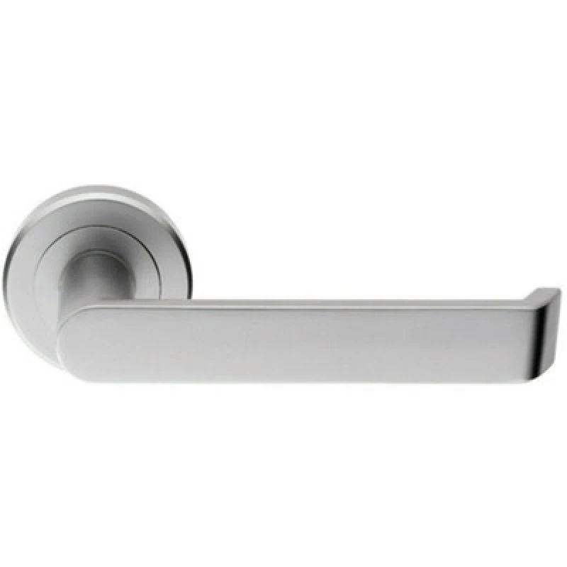 Image of Loops PAIR Flat Faced Lever on Round Rose Chamfered Edge Concealed Fix Satin Chrome Multi