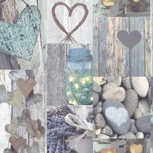 Image of Arthouse Rustic Heart Wallpaper
