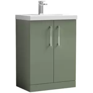 Image of Nuie Arno Satin Green 600mm 2 Door Vanity Unit with 50mm Profile Basin - ARN803D - Satin Green