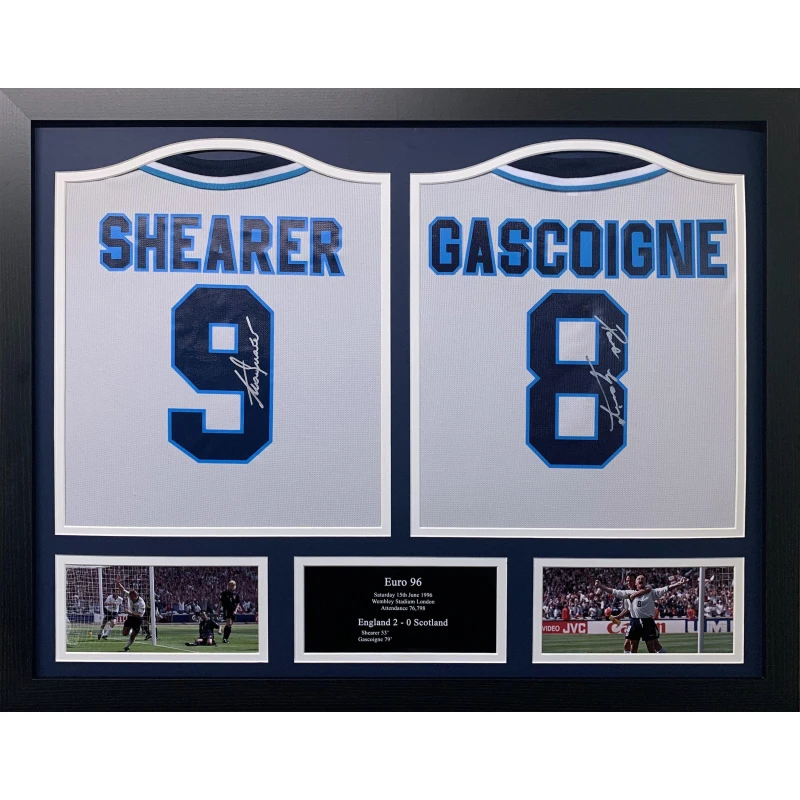 Image of AllStarSignings Ltd Shearer & Gascoigne England EURO 96 signed shirts White unisex One Size