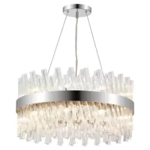 Image of Luminosa Kalih 18 Light G9, Ceiling Pendant Round, Polished Nickel, Clear Item Weight: 16.81kg
