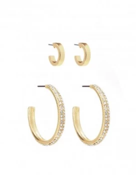 Image of Lipsy Gold Colour Hoop Earrings - Set of 2