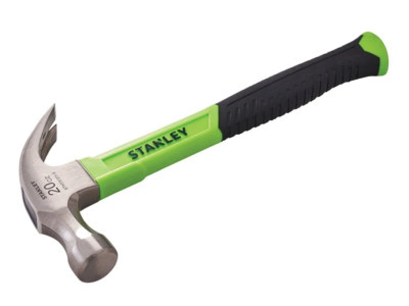 Image of Stanley Green Hi-Vis Fibreglass Claw Hammer 567G (20Oz) Steel Head Stht51311-5