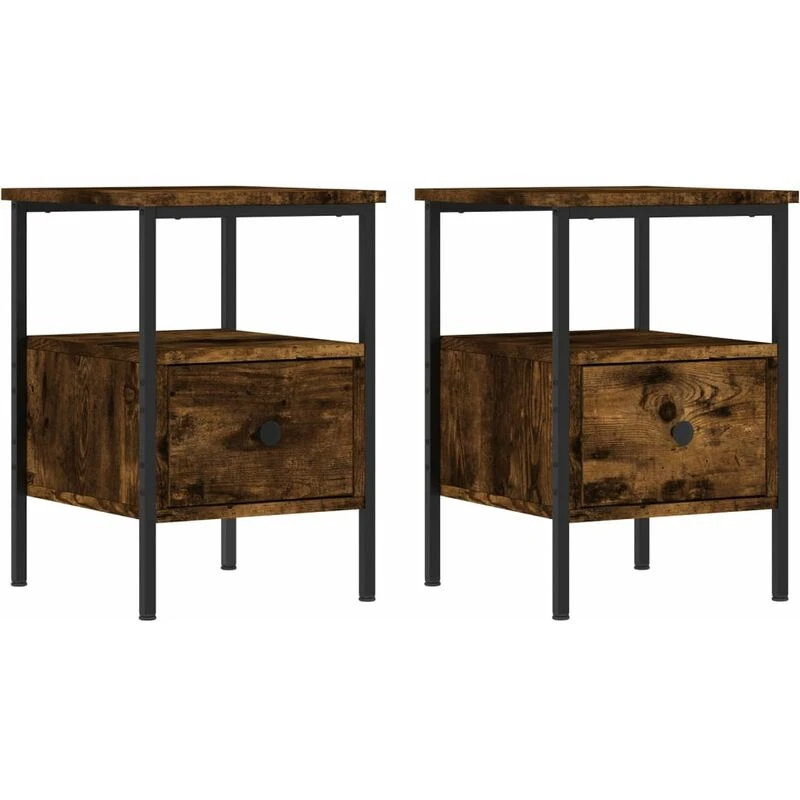 Image of VIDAXL Bedside Cabinets 2 pcs Smoked Oak 34x36x50cm Engineered Wood Vidaxl 8720845940072