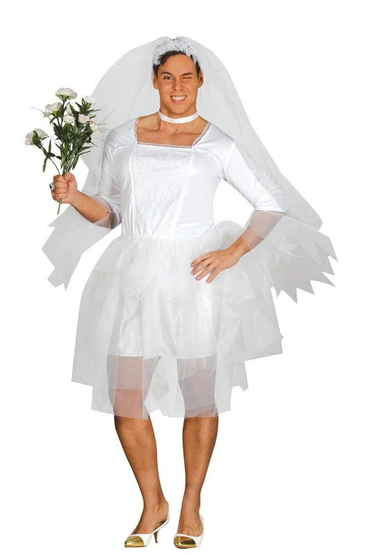 Image of Fiestas Guirca Fancy Dress Adult Bride in White Size: 2XL White Unisex 2XL