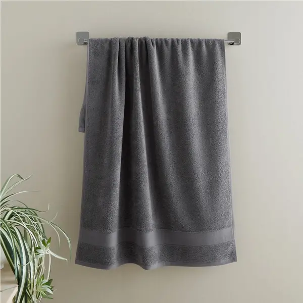 Image of CATHERINE LANSFIELD Catherine Lansfield - Anti-Bacterial 100% Cotton Bath Towel, Charcoal TW/55660/W/BT/CHC