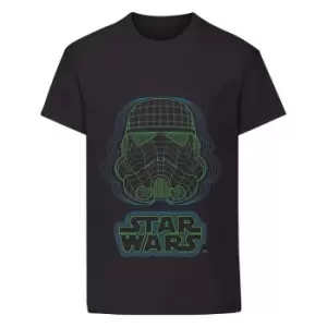 Image of Star Wars Boys Wireframe Stormtrooper Helmet T-Shirt (9-10 Years) (Black)